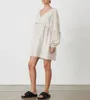 australian designer Dress Grey linen loose fit embroidered patchwork mini dress