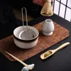 Tea Cups 6pcs Chinese Tradition Bamboo Teaware Sets Whisk Scoop Holder Matcha Bowl Strainer Japanese Ceremony Accessory Beginner 231214