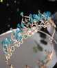 Haarclips Bronrettes Luxe blauw kristal parel gevlochten kroonhoofdbandkinderen Princess Show Hoofdtooi Fairy Enchanting Temperam3459558