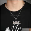 Pendant Necklaces Custom Name A- Z Letters Pendant Necklace Colorf Rainbow Double Layer Stones Cursive Charm With M 24Inch Rope Drop D Dhptq