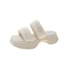 Slippers Thick Bottom Solid Color Big Ladies Beach Sandals Womens Wedge Size 8 1/2 Shower Women Non Slip