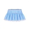 Skirts Women Summer Lace Side Pleated Girls Cosplay Mini Plaid Short Skirt Soft Lightweight JK Uniform Japanese Style
