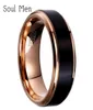 Med sidor Stones 8mm6mm4mm Black Rose Gold Men039S Tungsten Carbide Wedding Band for Boy and Girl Friendship Ryska W1261067