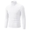 Sous-vêtements thermiques pour hommes Pull à col haut Pull de couleur unie tricoté chaud décontracté col roulé Sweatwear en laine pour hommes hiver hauts d'extérieur 231213