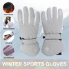 Skihandschuhe Winter Snowboard Skihandschuhe PU-Leder Rutschfester Touchscreen Wasserdichtes Motorrad Radfahren Fleece Warme Reithandschuhe für DamenL23118