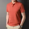 Polos masculinos 2023 camisa polo sólida manga curta camiseta preto topos casual negócios botão t camisas de verão roupas masculinas