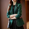 Costumes pour femmes Blazers automne hiver dames jolie pochette femmes noir vert Beige veste à carreaux femme à manches longues simple boutonnage mince manteau 231213