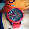 Montre brésilienne à grand cadran rouge pour hommes, décontractée, grande montre de sport militaire, DZ7370, cadeau 255v