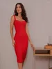 Casual Dresses Beaukey Sexig blå röd bandage klänning 2023 för kvinnor lila spaghetti bodycon club party damer vestidos kväll xl