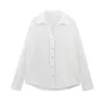 Chemises de chemisiers pour femmes pour femmes 2023 V Col à col Necled Butted Up Cutwork Shirty Shirt Long Manched Casual White Baser