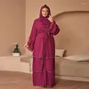 Party klänningar muslimska kimono abaya för kvinnor elegant dubai lång kalkon islamisk kafta mantel med bälte hijab afrikanska femme kläder