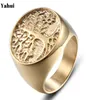 European And American Fashion Golden Tree Of Life Titanium Steel Ring Personality Men Women Punk Love Engagement Jewelr Band Rings8340892