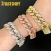 Charmarmband isade ut bling 18mm CZ Tunga chunky kubanska länkkedja armband guld silver färg 5a zirkon armhopp hip hop mode w221s