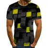 Męskie koszule T Summetra geometryczna Checker Visual 3D Digital Printing Lose okrągła szyja Krótki rękaw T-shirt