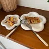 Pratos bonitos flor cerâmica sobremesa placa sólida branco café da manhã salada pratos bolo pão bandeja po adereços 6/8 polegada