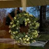Decorative Flowers 1pc Artificial Eucalyptus Leaf Wreath Spring & Summer Greenery Branch White Berries Front Door Welcome Ornament Windows