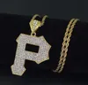 Modebrev P Diamonds Pendant Halsband för män Alloy Capital Luxury Halsband Rostfritt stål Kubanska kedjor Älskar smycken 5035934
