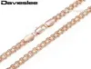 Corre as correntes Davieslee Colar para mulheres 585 Gold rosa cheio de colares femininos martelados em ouro rosa Chain Chain Cuban Rombo 345mm 45555cm GN4534982207