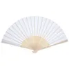 12 Pack Handhöll fans Fest Favor White Paper Fan Bamboo Folding Fans handhållna vikta för Church Wedding Gift217e