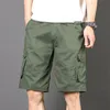 Short cargo d'été pour hommes, pantalon court décontracté en coton, salopette longue longueur multi-poches, culotte chaude, pantalon Capri militaire, bas court, grande taille 44