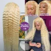 Hair Mogoliano loiro 613 HD Lace Frontal Wig Deep Wave Deep 30 polegadas Water Water Wigs Human Human Human 13x4 Curly Synthetic Lace Front Wig