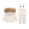 Down Coat OLEKID -30 Degree Russian Winter Down Jacket For Girls Real Fur Collar Children Outerwear Kids Jumpsuit Boys Parka Overalls 231214