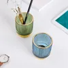 Storage Boxes Gold Rimmed Glass Bucket Rich Texture Phnom Penh Stripe Pen Holder Thicken Cosmetic Box