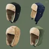 Bérets d'hiver pour adultes, casquette de pilote, mode coton et lin, tissu Ushanka, Protection chaude des oreilles, chapeau de moto en plein air, vente en gros