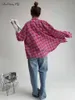 Koszule bluzek damskich MNEALAY18 Street Style Drop ramię Jasno Różowe Koszule Zwyciężone Blapy Kobiety Bluzki z długimi rękawami i wierzchołki Spring 2024 YQ231214
