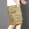 Short cargo d'été pour hommes, pantalon court décontracté en coton, salopette longue longueur multi-poches, culotte chaude, pantalon Capri militaire, bas court, grande taille 44