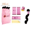 Индивидуальный набор для упаковки волос из девственного волоса, обертки для волос, бумажные наклейки, бирки, шелковые атласные упаковочные сумки209I