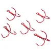 Fishing Hooks Fishing Hooks 100 Pcs/Bag Red Treble Hook High Carbon Triple Barbed Steel Fish Super Strong Carp Fishhooks Drop Delivery Dhi5T