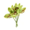 Decorative Flowers Artificial Simulation Bloom Cymbidium Party Decoration Office Home Lifelike Wedding 6pcs Bouquets