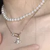 Women Designer Pendant Necklace Paper Clip Chain Collarbone Necklace Full Diamond Saturn Necklaces NANA Same Style