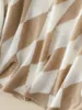 Женские трикотажные футболки naizaiga 100 кашемир ромбовидная клетка кашемировый свитер с круглым вырезом женский свободный пуловер контрастного цвета вязаный KSN245 231213