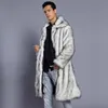 Men's Fur Faux Fur Men's winter fur coat imitation fox fur large size long warm casual wool trench coat 231213