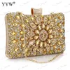 Bolsos de noche YYW Bolso de mano con diamantes de imitación Bolsos de fiesta de noche con luna dorada Bolsos de hombro para mujer Diamantes Boda Nupcial Sac A Main Luxury Purse T231214