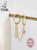 S039Steel 925 Sterling Silver Hoop Earrings for Women Simple Circle Zircon Earings Gold Pendientes Plata de Ley 925 Mujer Jewel2346530