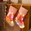 Décorations de Noël Chaussettes Glow Sparkly Rose Sac de bonbons Porte-cadeau Grand ornement suspendu Arbre de Noël Pendentif lumineux Décor 20222328