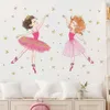 Cartoon Prinses Meisjes Vrienden Dansen Ballet Gouden Sterren Muurstickers Kinderkamer Muurstickers Home Decoratieve Stickers PVC Decor