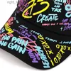 Ball Caps New Cotton Fashion Graffiti Letter Baseball Caps Outdoor Hip Hop Street Trend Sports Sun Hat Men Women Adjustable Four Seasons YQ231214