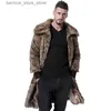 Cappotto invernale da uomo in pelliccia finta da uomo Cappotto con couverture Colletto lungo caldo e soffice con stampa leopardata Plus Size S-4XL Q231212