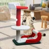 Muebles para gatos Rascadores Poste rascador de Navidad para gatos de interior Tablero rascador Suministros para mascotas Casa de cama para jugar Reposo de garras de molienda interactiva 231213