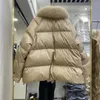 Parka d'hiver en duvet pour femme, veste à grand col en fourrure, vison épissé, poche courte, manteau élégant, coupe-vent chaud, 2023, 231214