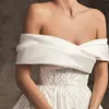 Elegant lace appliques Satin A-Line Wedding Dress Off the Shoulder Bride Gown Boat neck Court Train Plus Size vestido de noiva