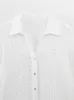 Dames Blouses Shirts Voor Vrouwen 2023 V-hals Met Kraag Button Up Cutwork Borduren Shirt Lange Mouw Casual Wit Dames tops