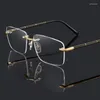 Marcos de gafas de sol Marco de gafas sin montura de titanio puro Hombres Diseñador de marca Gafas graduadas ópticas Cuadrado Miopía Lectura Gafas Grado