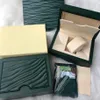 Boîtes de montres vert foncé, coffret cadeau pour livret RLX, étiquettes et papiers de cartes, en anglais, boîtes de montres-bracelets suisses 278d