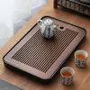 Dishes Plates Rectangle Cafeteria Tea Tray Wooden Serving Luxury Table Ceremony Drainage Drip Valet Nordic ers Bandejas Teaware 231214