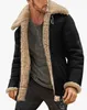 Men's Fur Faux Suede Classic Brown Black Bomber Jacket Winter Shearling Sheepskin Coat Large Size Male Fleece Warm Outerwear 231213